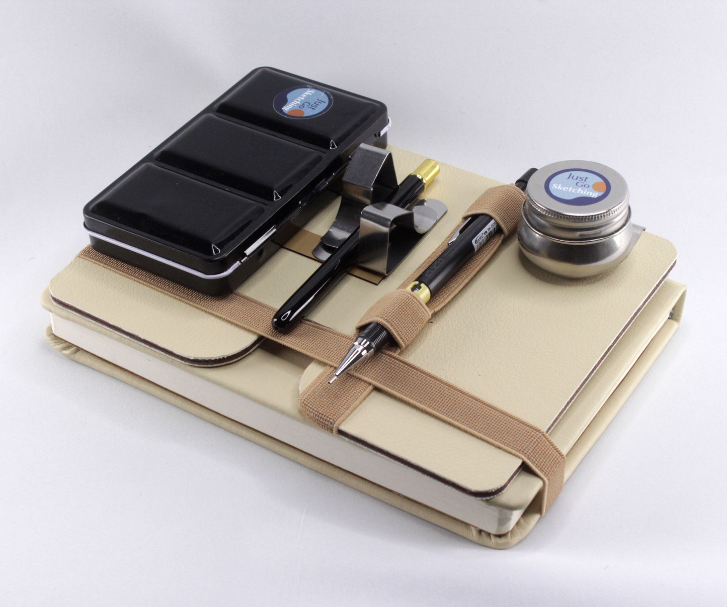 *A5 JustGoSketching Kit – 40 Pages + Companion Board + 12 Handcrafted Watercolours (Half Pans)