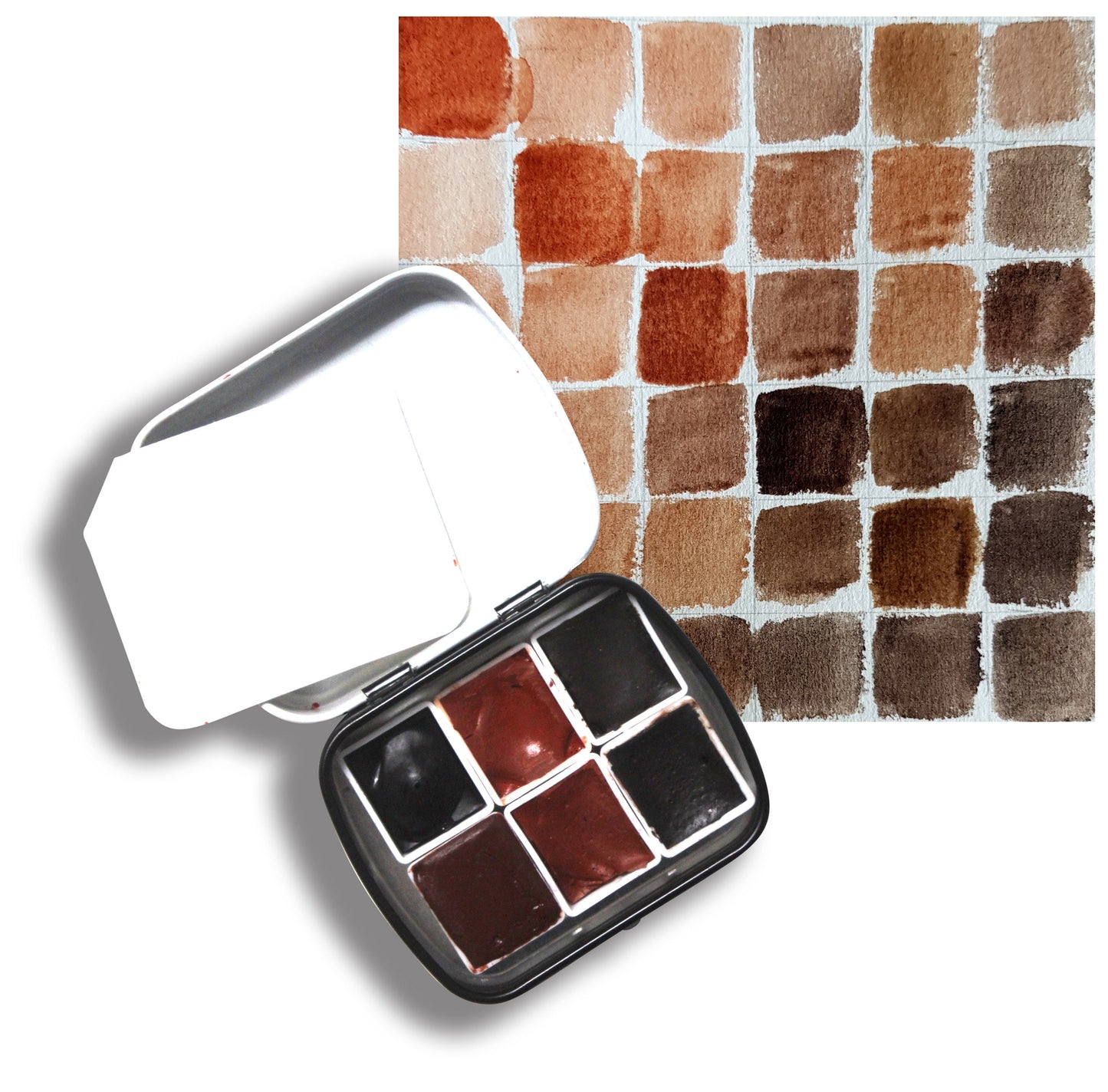 Earth set | Half pans | Professional quality fine watercolor paint | Optional travel tin