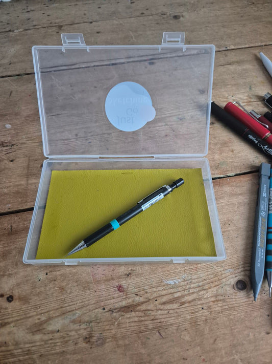 Pencil box with faux leater inside