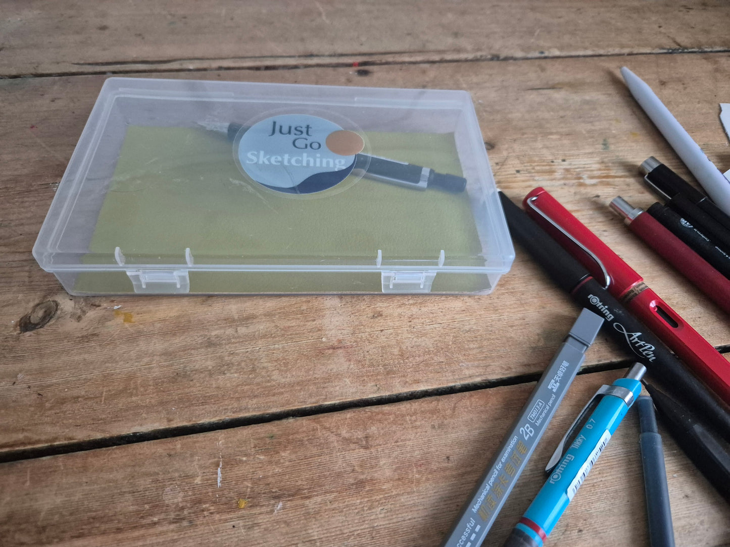 Pencil box with faux leater inside