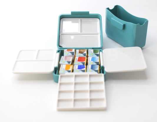 12 half pans with Plastic box