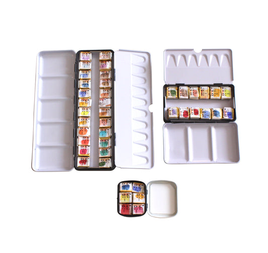 Handcrafted transparent watercolors with tin | choose from 24 half pans | 6 - 12 or 24