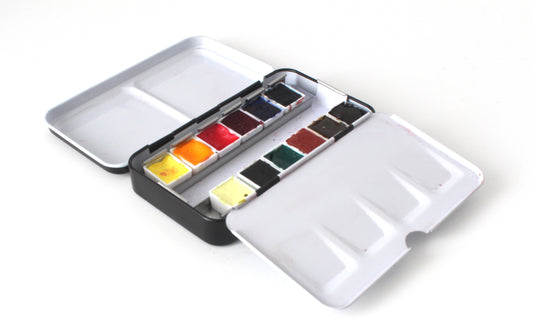 Handcrafted half pans with box and Create-Your-Own Watercolour Set