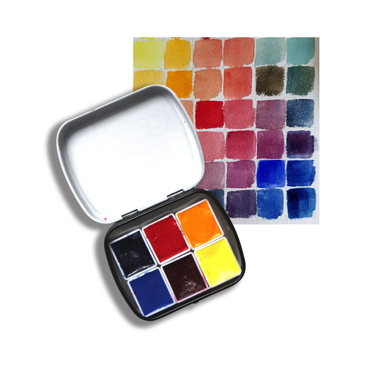 The essential set | Half pans | Professional quality fine watercolor paint  | Optional travel tin